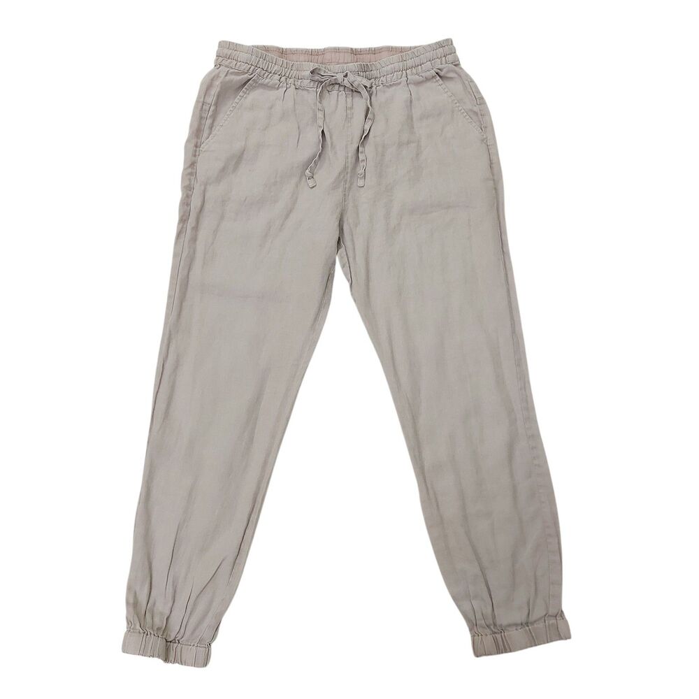 Johnny Was Pete & Greta Womens Small Taupe Linen Tandy Jogger Pants Loungewear